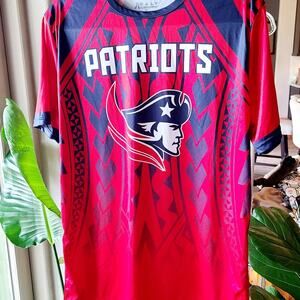 New England Patriots Graphic Top‎ Shirt adult Large Aealy Red Navy